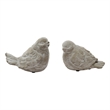 Benjara Kima Set of 2 Sitting Resting Birds Accent Decor- Weathered Gray Ceramic