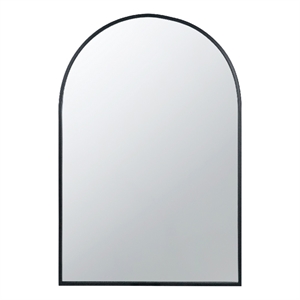 Benjara Cod 36&quot Wall Mounted Mirror- Wide Arched Design Black Metal Frame
