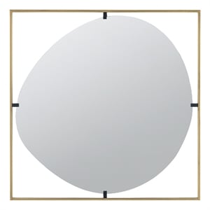 Benjara Ani 32&quot Mirror- Artistic Oval Cut Out Design- Gold Finish Metal Frame