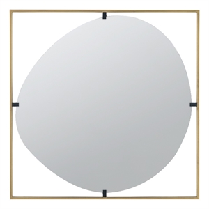 Benjara Ani 32&quot Mirror- Artistic Oval Cut Out Design- Gold Finish Metal Frame