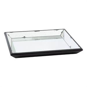 Benjara Inez 20&quot Decorative Glass Tray- Silver Mirrored- Wall Hanger- Medium