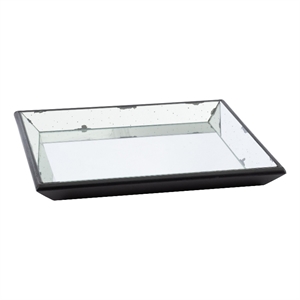 Benjara Inez 20&quot Decorative Glass Tray- Silver Mirrored- Wall Hanger- Medium