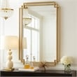 Benjara 22 x 34 Rectangular Accent Mirror with 2 Overlapping Frames-Brushed Gold
