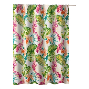 Benjara Porto 72&quot Shower Curtain- Tropical Palm Leaves- Vibrant Blue & Green