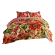 Benjara Dahl 3 Piece Queen Quilt Set- 2 Pillow Shams- Polyester Fill- Multicolor
