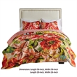 Benjara Dahl 3 Piece Queen Quilt Set- 2 Pillow Shams- Polyester Fill- Multicolor