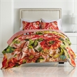Benjara Dahl 3 Piece Queen Quilt Set- 2 Pillow Shams- Polyester Fill- Multicolor