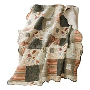 Benjara 50 x 60 Cotton Quilted Throw Blanket with Fill- Wild Flowers- Multicolor
