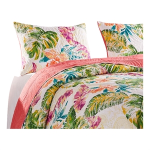 Benjara Porto 20 x 36 King Size Pillow Sham- Tropical Palm Leaves- Green & Blue