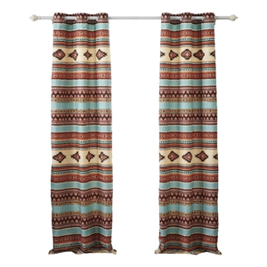 Benjara Tagus 84&quot Window Curtains- Southwest Motifs- Grommets- Microfiber