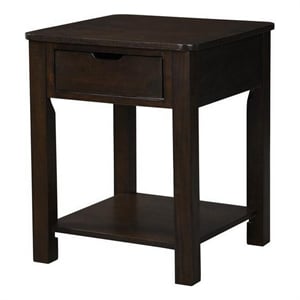 Benjara Xav 24&quot End Table- Composite Wood- Open Shelf- Darkened Brown Finish