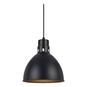 Benjara Nico 10&quot Modern Pendent Light with Bronze Metal Shade- Clean SIlhouette