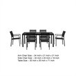 Benjara Fifi 7 PC Dining Table Set- Black Metal Frames- Smooth Textilene Fabric