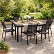 Benjara Fifi 7 PC Dining Table Set- Black Metal Frames- Smooth Textilene Fabric