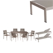Benjara Kris 9 Piece Patio Dining & Lounge Set- Gray Textilene Seating- Aluminum