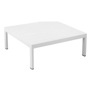 Benjara Cilo 32&quot Outdoor Coffee Table- White Aluminum Frame- Rectangular Design