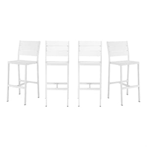 Benjara Kylo 18&quot Set of 4 Bar Height Side Chairs- White Aluminum Metal Frames