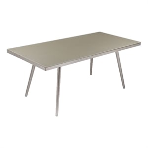 Benjara Phil 73&quot Coffee Table- Tempered Glass Top- Smooth Gray Aluminum Frame