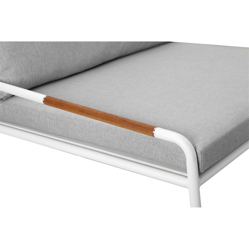 Benjara Shia 2 Piece Outdoor Daybed Set- Classic White Aluminum Frames- Ottoman