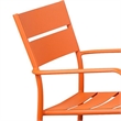Benjara Meta 7 Piece Outdoor Dining Table- Chairs Set- Orange- Plank Seat & Back