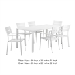 Benjara Meta 7 Piece Outdoor Dining Table- Chairs Set- White/Plank Seat & Backs