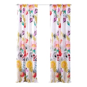 Benjara Minsk 84&quot Window Panel Curtains- Bright Flower Patterns- Vibrant Colors