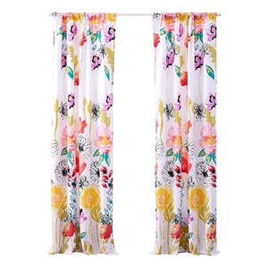 Benjara Minsk 84&quot Window Panel Curtains- Bright Flower Patterns- Vibrant Colors