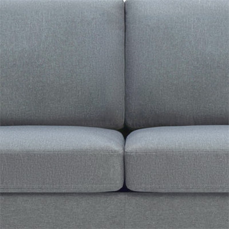 Benjara Gala Sofa & 2 Pillows - Crisp Light Gray Linen Fabric/Brown Solid Wood
