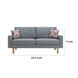 Benjara Gala Sofa & 2 Pillows - Crisp Light Gray Linen Fabric/Brown Solid Wood