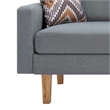Benjara Gala Sofa & 2 Pillows - Crisp Light Gray Linen Fabric/Brown Solid Wood