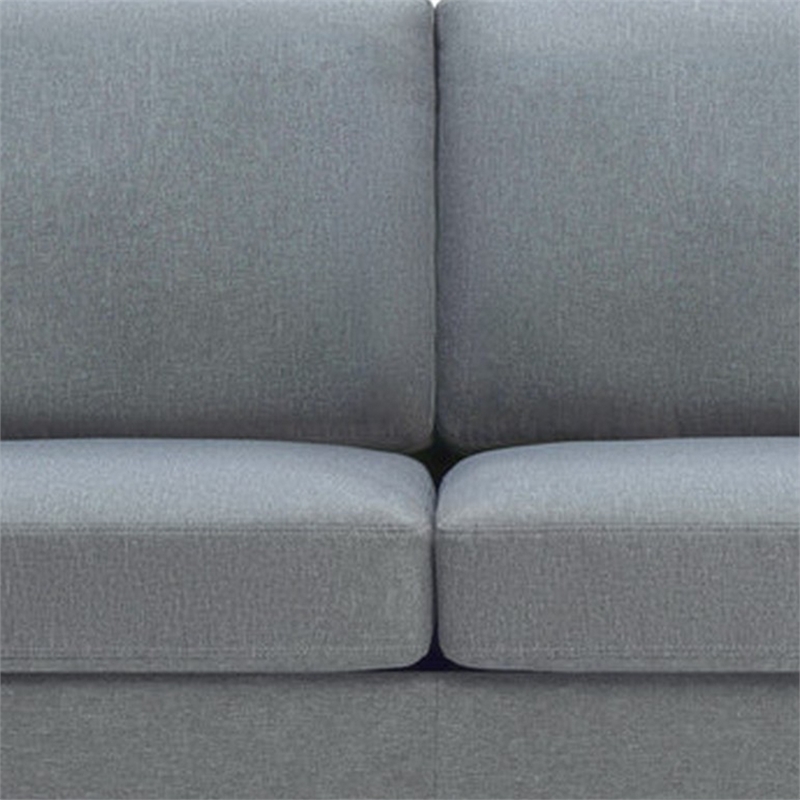 Benjara Gala Sofa & 2 Pillows - Crisp Light Gray Linen Fabric/Brown Solid Wood
