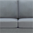 Benjara Gala Sofa & 2 Pillows - Crisp Light Gray Linen Fabric/Brown Solid Wood