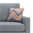 Benjara Gala Sofa & 2 Pillows - Crisp Light Gray Linen Fabric/Brown Solid Wood