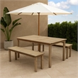 Benjara Felix 3 PC Modern Dining Set- Natural Brown Acacia Wood Frame- 6 Seater