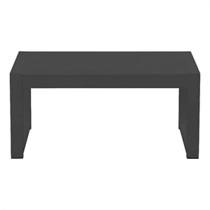 Benjara Kili 35&quot Coffee Table- Polyresin Surface- Jet Black Aluminum Frame