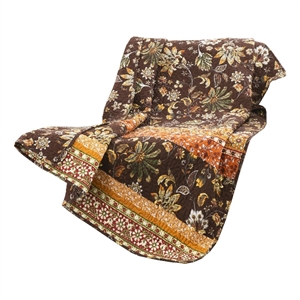 Benjara Athens 60&quot Throw Blanket- Chocolate Brown Polyester- Jacobean Print