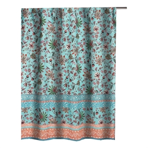 Benjara Athens 72&quot Shower Curtain- Blue Microfiber Polyester- Jacobean Print