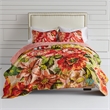 Benjara Dahl 3 Piece King Quilt Set- 2 Pillow Shams- Polyester Fill- Multicolor