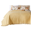 Benjara Kelsa 3 Piece Queen Quilt Set with 2 Pillow Shams and Cotton Fill- Gold