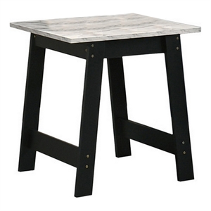 Benjara Oz 19&quot Modern End Table with Faux Marble Finished Tabletop- Black
