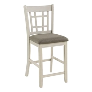 Benjara Glee 26&quot Counter Height Chair (Set of 2)- Antique White & Brown Finish