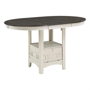 Benjara Glee 42-60&quot Extendable Counter Height Table- Antique White and Brown