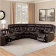 Benjara Lof Power Reclining Sectional Sofa Set- USB Port- Brown Gel Faux Leather