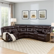 Benjara Lof Power Reclining Sectional Sofa Set- USB Port- Brown Gel Faux Leather