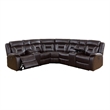 Benjara Lof Power Reclining Sectional Sofa Set- USB Port- Brown Gel Faux Leather