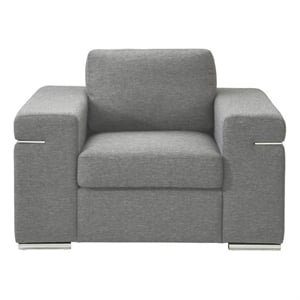 Benjara Aria 45&quot Armchair- European Design- Stainless Steel- Light Gray Fabric