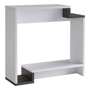 Benjara 36&quot Modern Console Table- Multilevel Wood Shelves- Gray and White