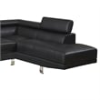 Benjara Cree 2 PC Modern Sectional Sofa with Chaise- Adjustable Headrests- Black