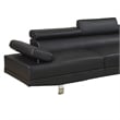 Benjara Cree 2 PC Modern Sectional Sofa with Chaise- Adjustable Headrests- Black