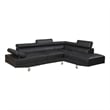 Benjara Cree 2 PC Modern Sectional Sofa with Chaise- Adjustable Headrests- Black